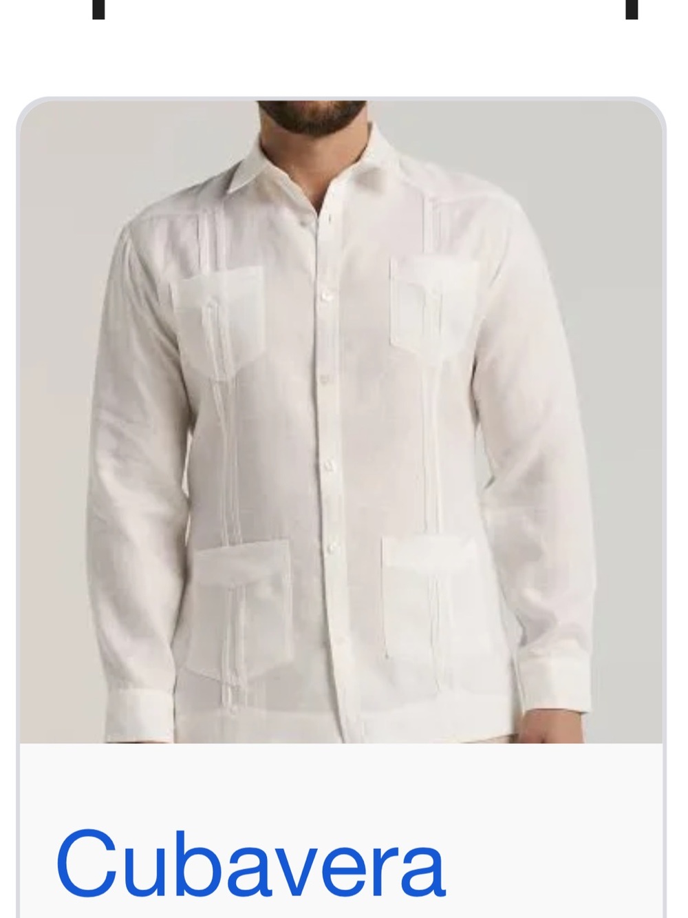 Cubana Pure Linen White Long-Sleeve Guayabera type Cuban Shirt